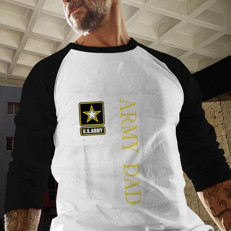 Vintage Proud Army Dad With American Flag Men Baseball Raglan Shirt