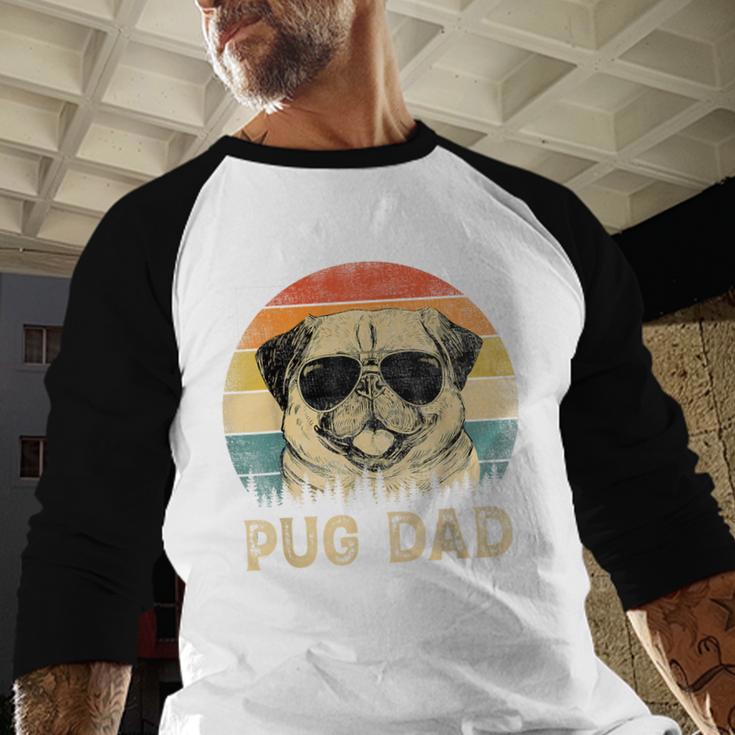 Vintage Pug Dad Dog Lovers Father's Day Tee Men Baseball Raglan Shirt
