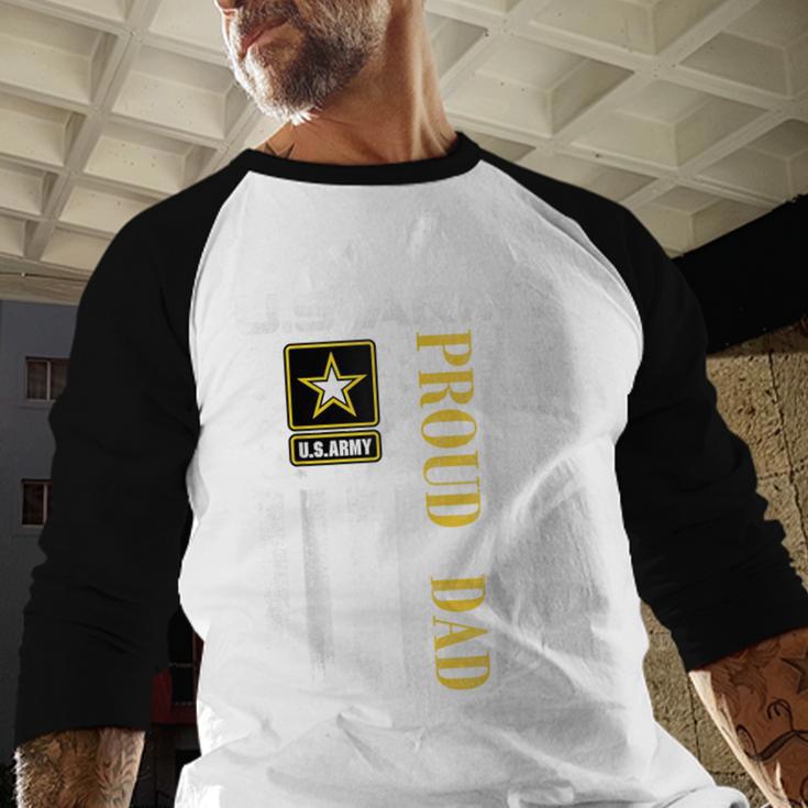 Vintage US Army Proud Dad With American Flag Men Baseball Raglan Shirt