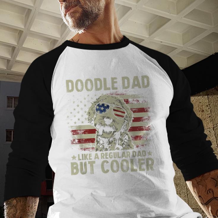 Vintage USA Flag Goldendoodle Doodle Dad Fathers Day Men Men Baseball Raglan Shirt
