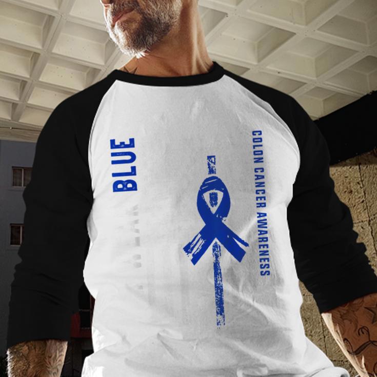 I Wear Blue For My Dad Colon Cancer Awareness Blue USA Flag Men Baseball Raglan Shirt I Wear Blue For My Dad Colon Cancer Awareness Blue USA Flag Men Baseball Raglan Shirt