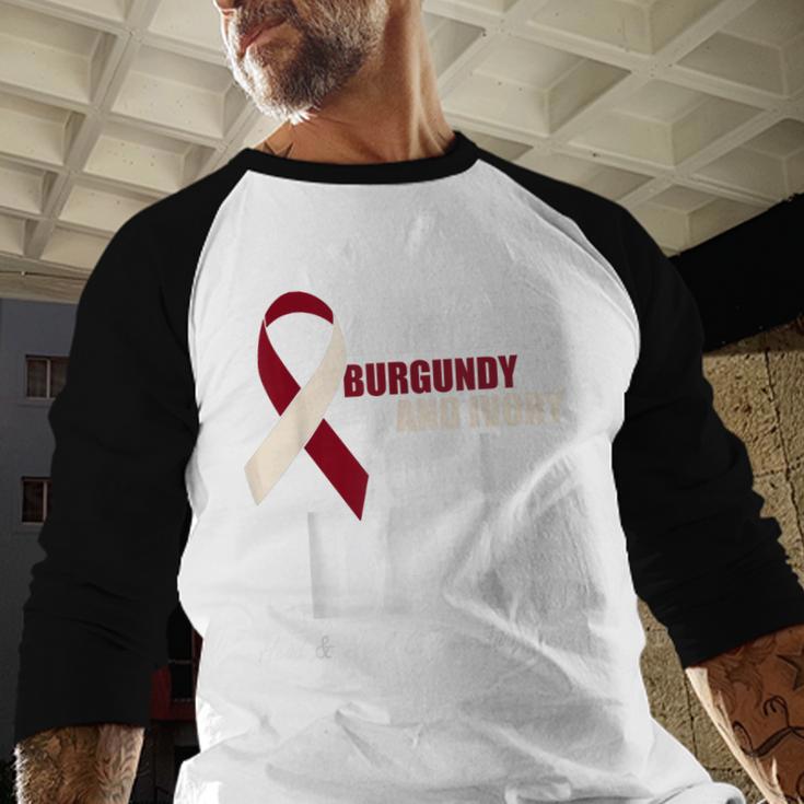 I Wear Burgundy Ivory For My Dad Oral Head Neck Cancer Men Baseball Raglan Shirt