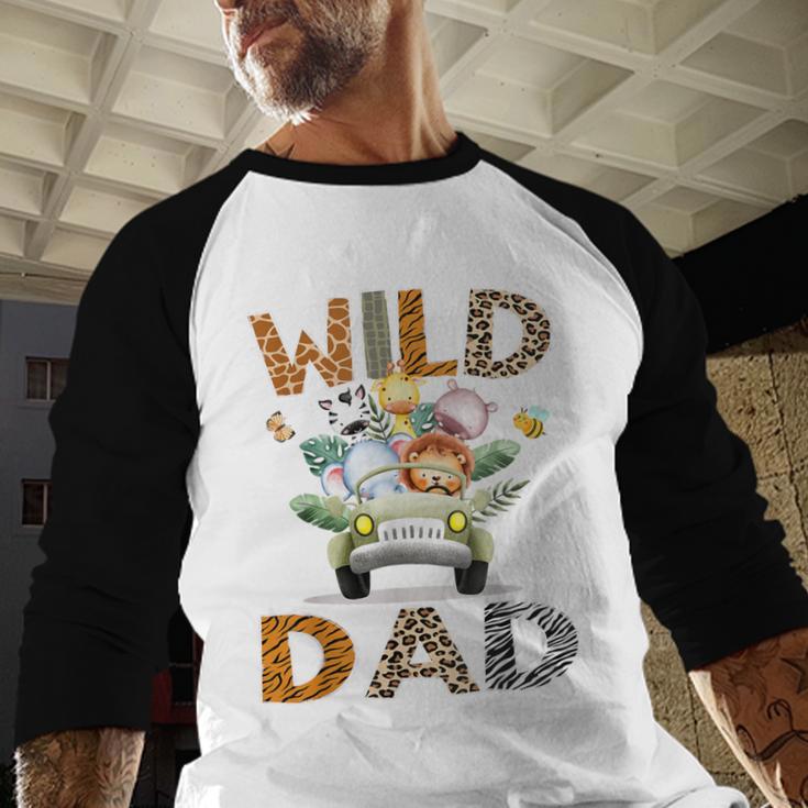 Wild Dad 1St Birthday Safari Jungle Animal Truck Men Baseball Raglan Shirt