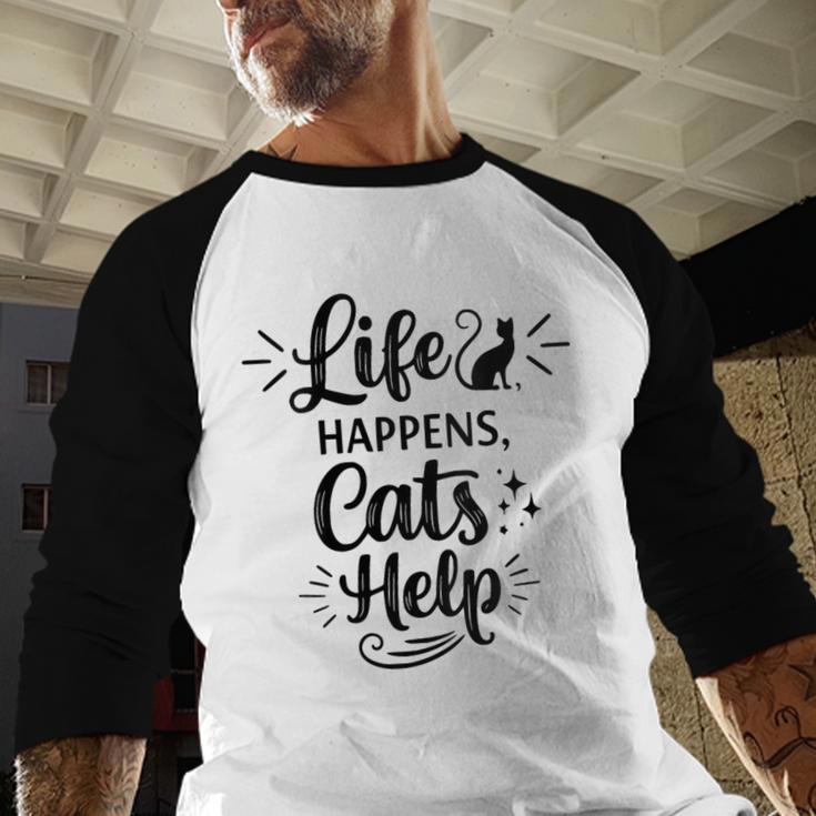 Women's Life Happens Cats Help Cat Lover Cat Moms Cat Dads Men Baseball Raglan Shirt Women's Life Happens Cats Help Cat Lover Cat Moms Cat Dads Men Baseball Raglan Shirt