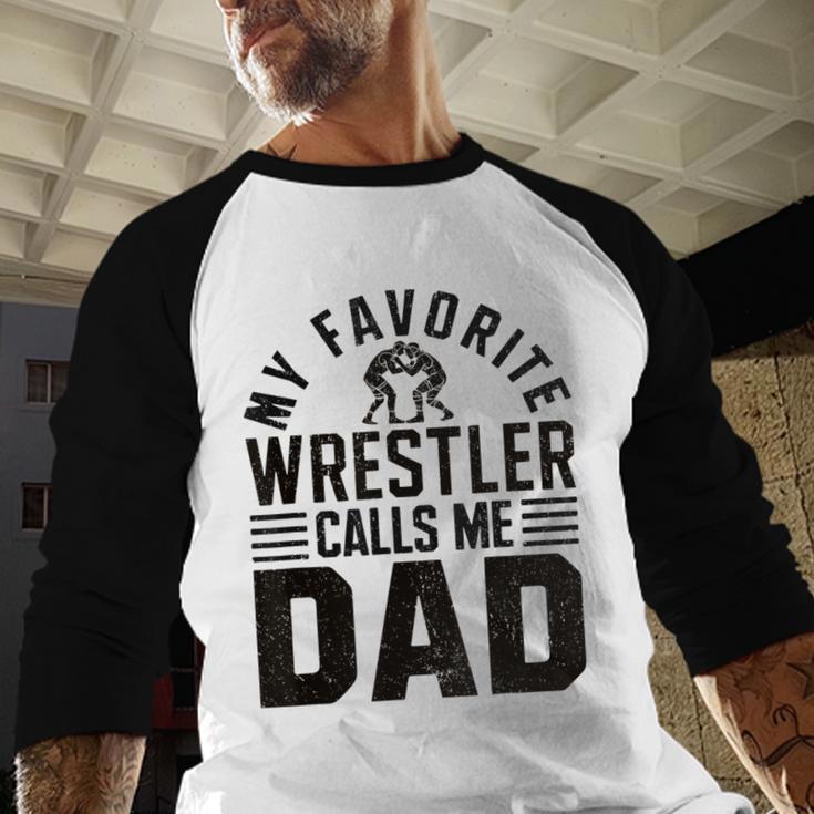 Wrestler Daddy Wrestling Dad Men Baseball Raglan Shirt