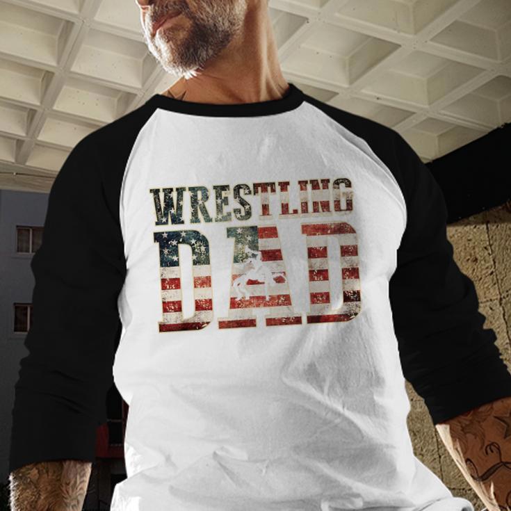 Wrestling Dad American Flag Matching For Dads Of Wrestlers Men Baseball Raglan Shirt Wrestling Dad American Flag Matching For Dads Of Wrestlers Men Baseball Raglan Shirt