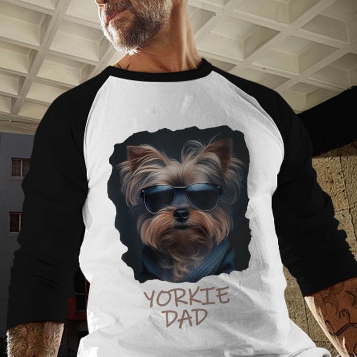 Yorkie Dad Cute Cool Dog In Sunglasses C Men Baseball Raglan Shirt