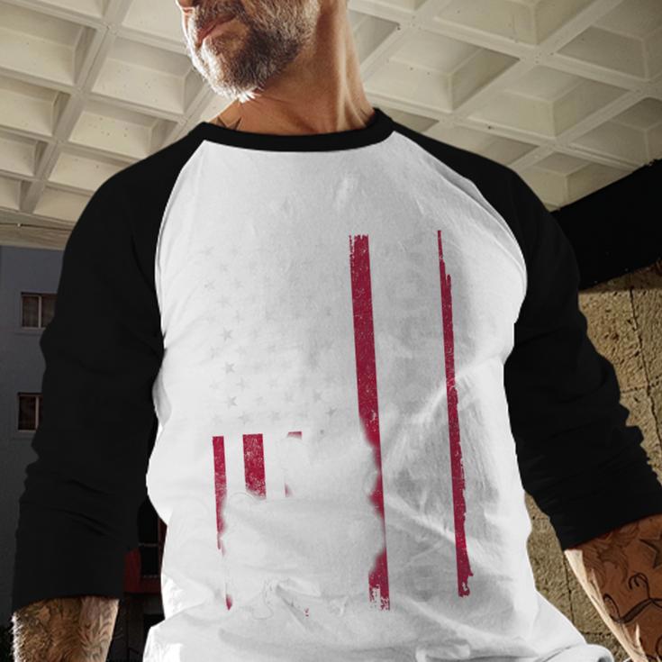 Yorkie Dog Vintage US American Flag Yorkie Dad Fathers Day Men Baseball Raglan Shirt