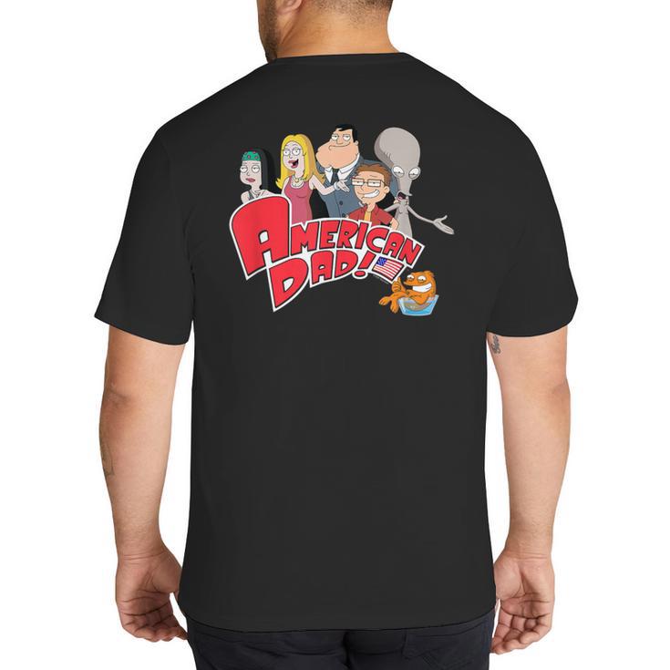 American Dad Show Logo With Family Cartoon Big And Tall Men's T-Shirt Back Print