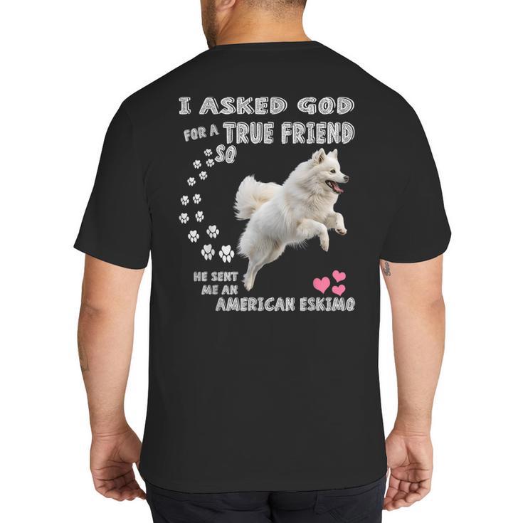 American Eskimo Dog Mom Eskie Dad Art Eskie Lover Quote Big And Tall Men's T-Shirt Back Print