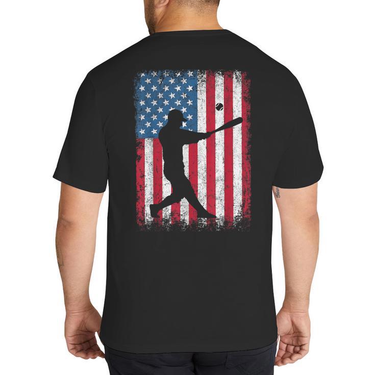 American Flag Vintage Baseball Flag Dad Mom Tee T-Shirt Big And Tall Men's T-Shirt Back Print
