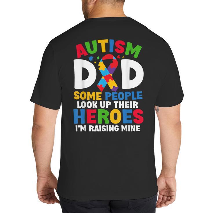 Autism Dad Puzzle Ribbon Proud Son Hero Autism Awareness Big And Tall Men's T-Shirt Back Print
