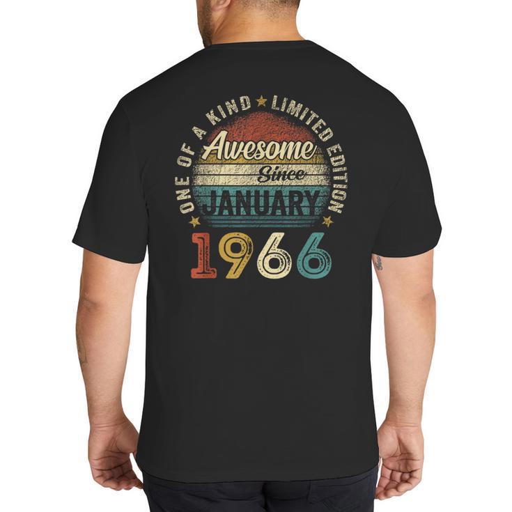 Awesome Since January 1966 60 Year Old 60th Birthday Men Dad Big And Tall Men's T-Shirt Back Print