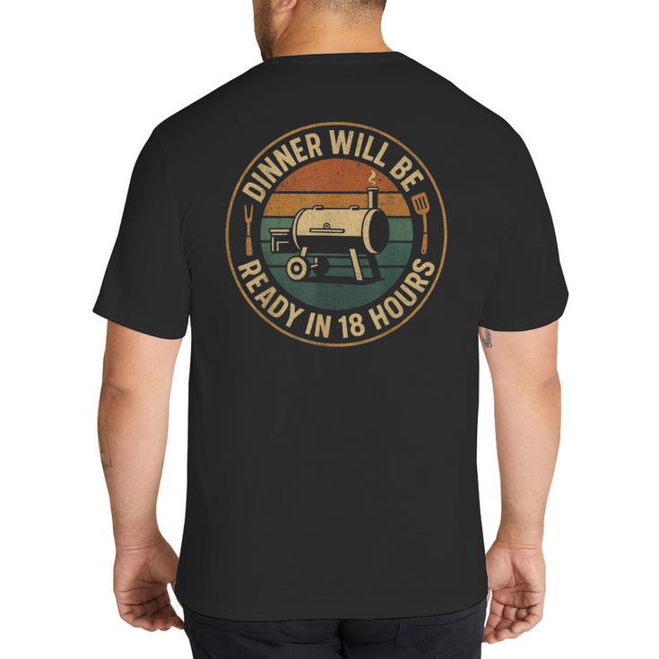 BBQ Dad Smoking Meat Smoker Barbecue Dad Big And Tall Men's T-Shirt Back Print