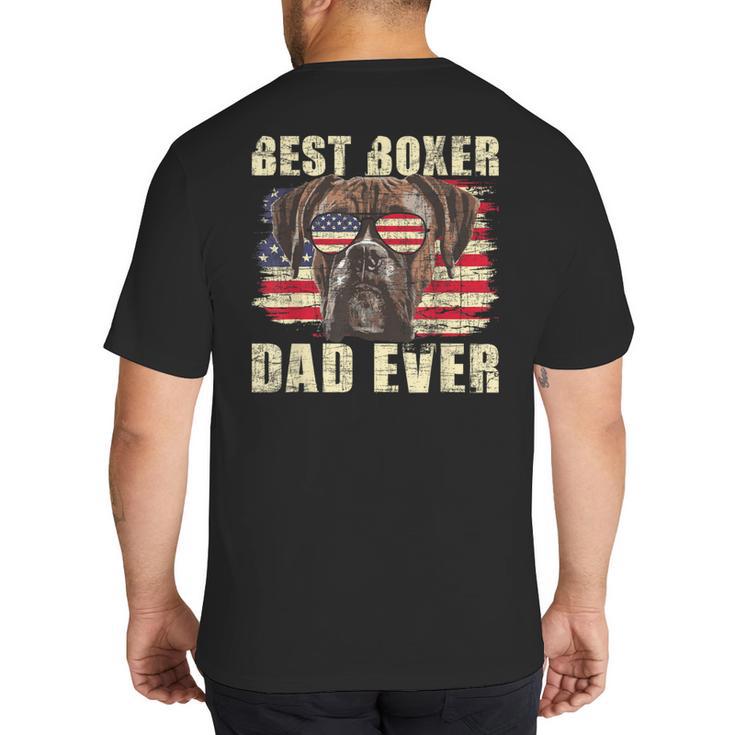 Best Boxer Dad Ever USA Flag American Dog Animal Lover Big And Tall Men's T-Shirt Back Print