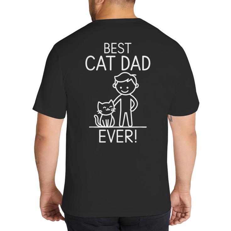 Best Cat Dad Ever Fun Line Art Illustration Big And Tall Men's T-Shirt Back Print