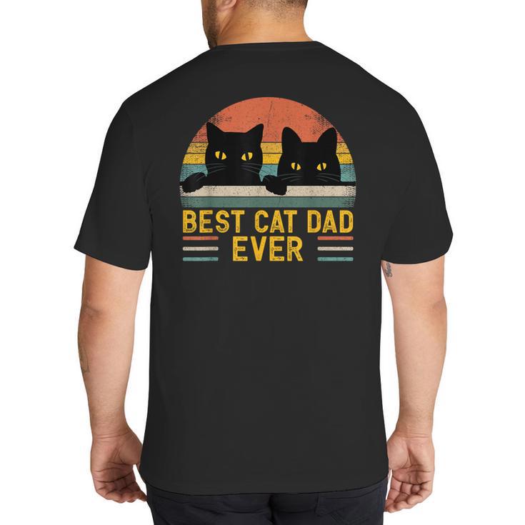 Best Cat Dad Ever Retro Style Cats Lover Big And Tall Men's T-Shirt Back Print