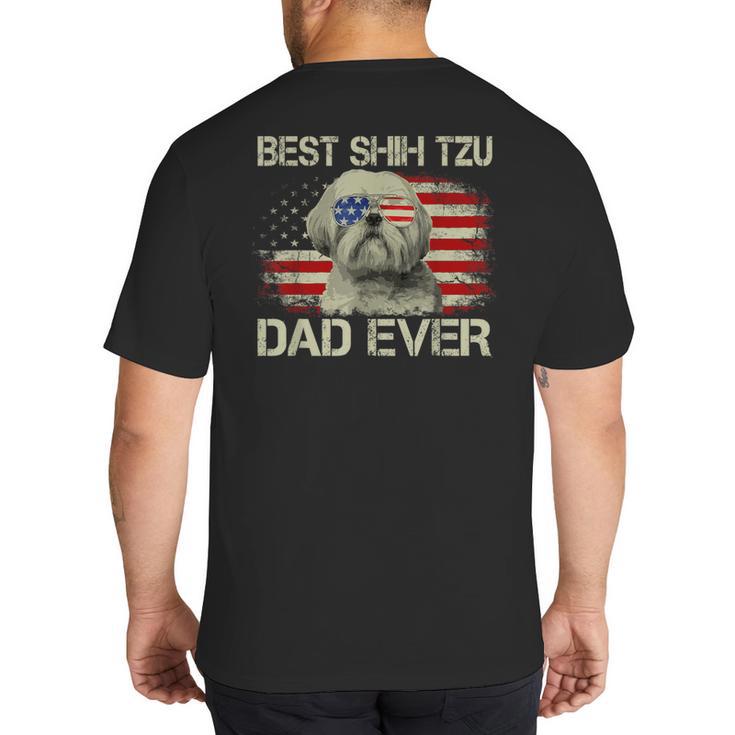 Best Shih Tzu Dad Ever Tshirt Dog Lover American Flag Big And Tall Men's T-Shirt Back Print