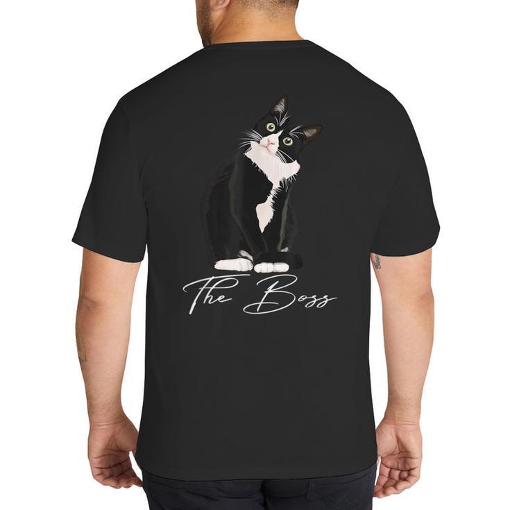 Boss Tuxedo Cat Lovers Tee Shirt For Mom Dad Big And Tall Men's T-Shirt Back Print