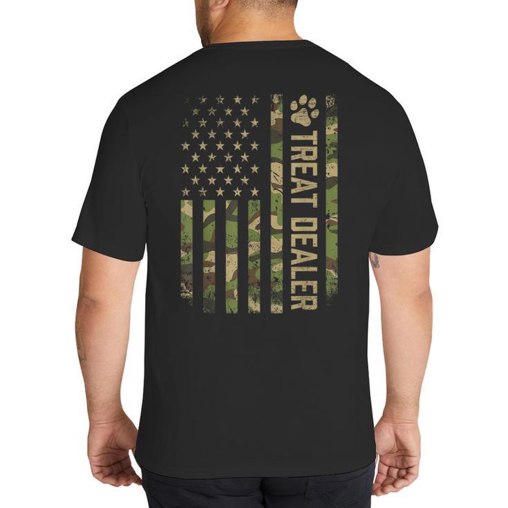 Camo Cat Treat Dealer American Flag US Cat Dad 4th Of July For Men Women Big And Tall Men's T-Shirt Back Print