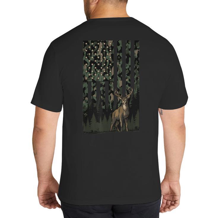Camo Deer American Flag Graphic Hunting Men Dad Boys Big And Tall Men's T-Shirt Back Print