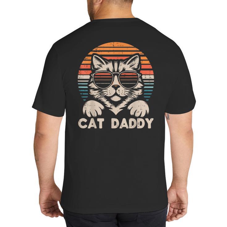 Cat Daddy Sunglasses Sunset Retro Fur Dad Papa Kitten Men Big And Tall Men's T-Shirt Back Print
