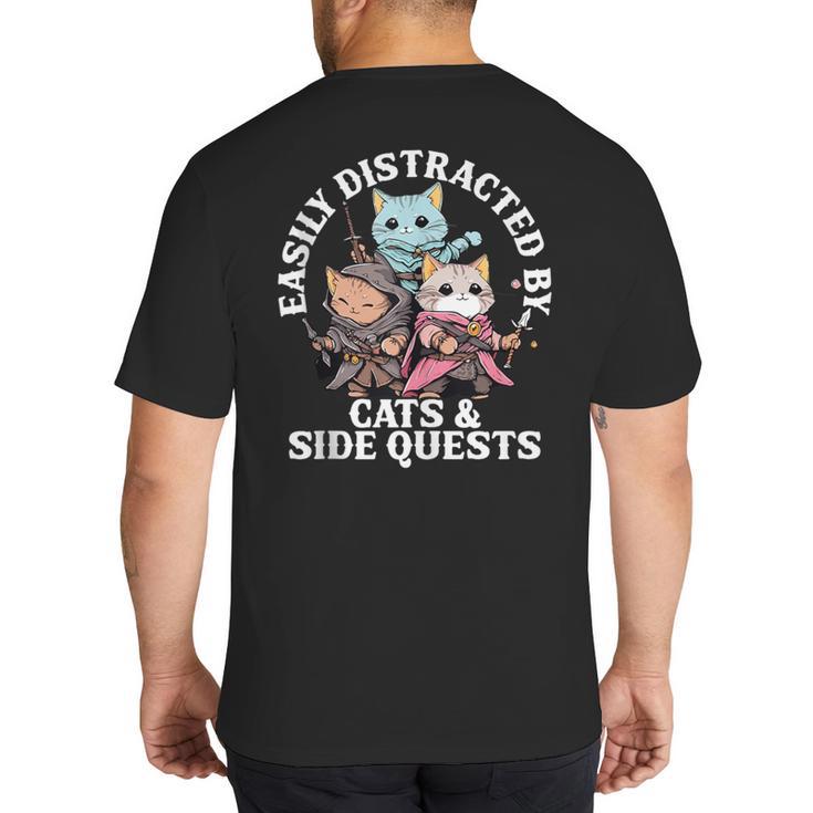 Cats Side Quest Distracted Tabletop Men Women Kids Dad Big And Tall Men's T-Shirt Back Print