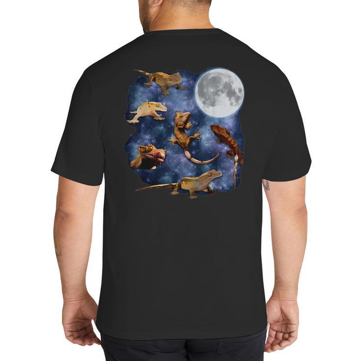 Crested Gecko Moon Retro Reptile Mom Dad Breeder Lover Big And Tall Men's T-Shirt Back Print