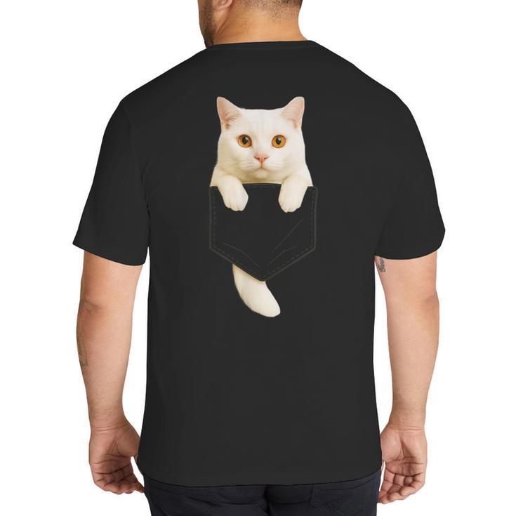 Cute Cat Pocket Cat Mom Cat Dad Cat Lover Big And Tall Men's T-Shirt Back Print