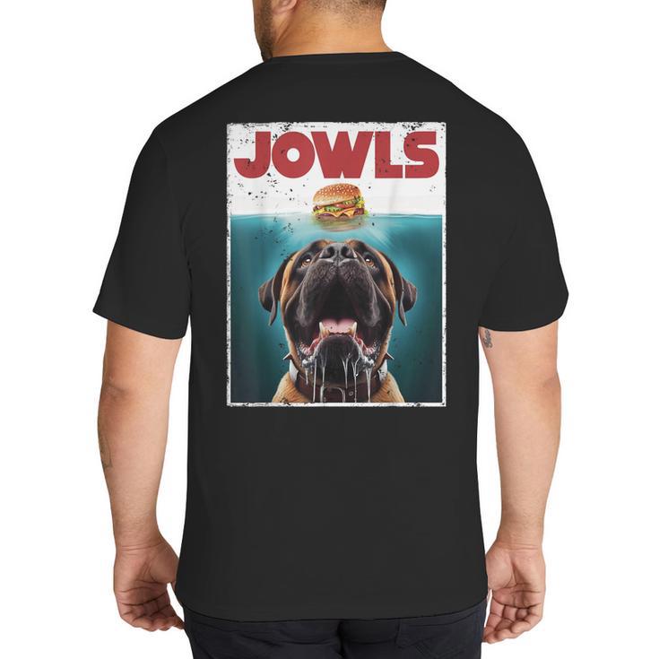 Cute English Mastiff Jowls Burger Bullmastiff Dog Mom Dad Big And Tall Men's T-Shirt Back Print