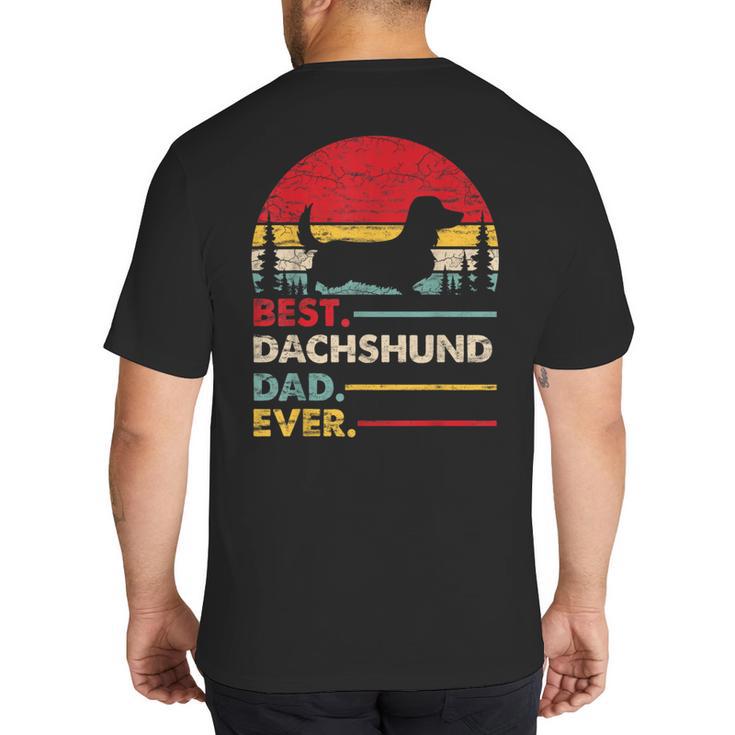 Dachshund Long Haired Best Dad Ever Dog Vintage Retro Big And Tall Men's T-Shirt Back Print