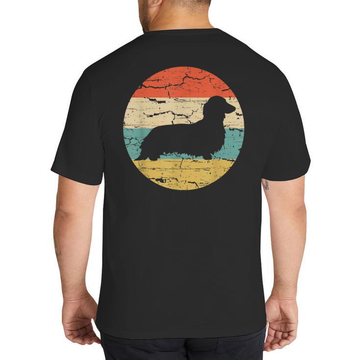 Dachshund Long Haired Dog Vintage Mom Dad Retro Big And Tall Men's T-Shirt Back Print