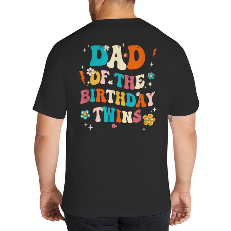 Dad Of The Birthday Twins Boys Girls Party Retro Bday Big And Tall Men's T-Shirt Back Print