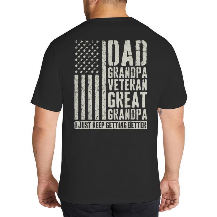 Dad Grandpa Veteran Great Grandpa Big And Tall Men's T-Shirt Back Print