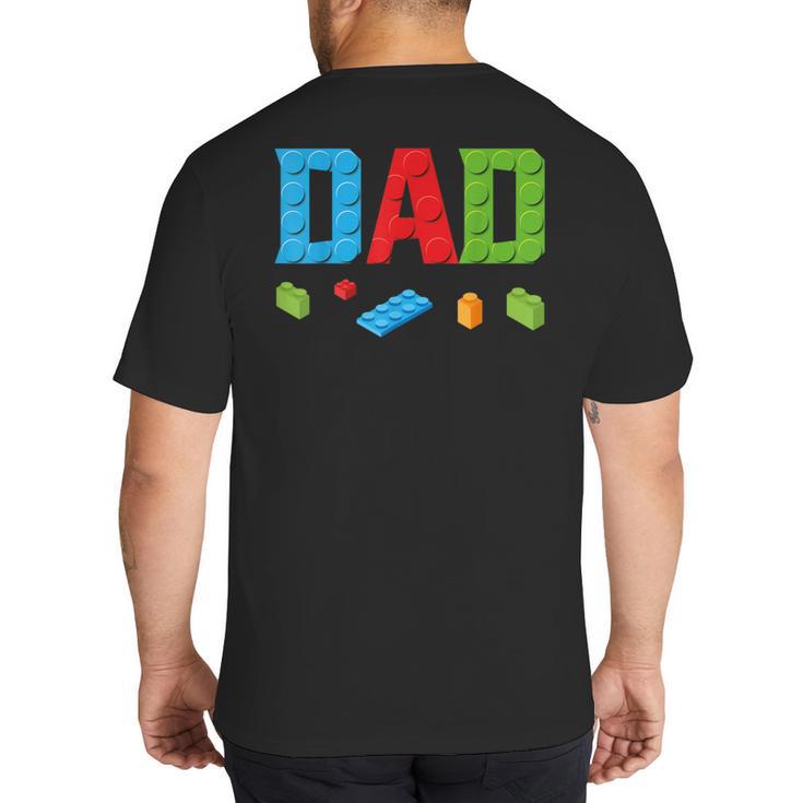 Dad Master Builder Building Bricks Blocks Family Set Parents Small Big And Tall Men's T-Shirt Back Print