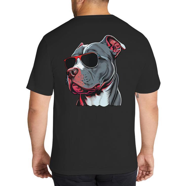 Dad Mom Cool Dog Sunglasses Pitbull Big And Tall Men's T-Shirt Back Print
