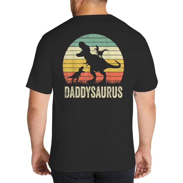 Daddy Dinosaur Daddysaurus 2 Kids For Dad Big And Tall Men's T-Shirt Back Print