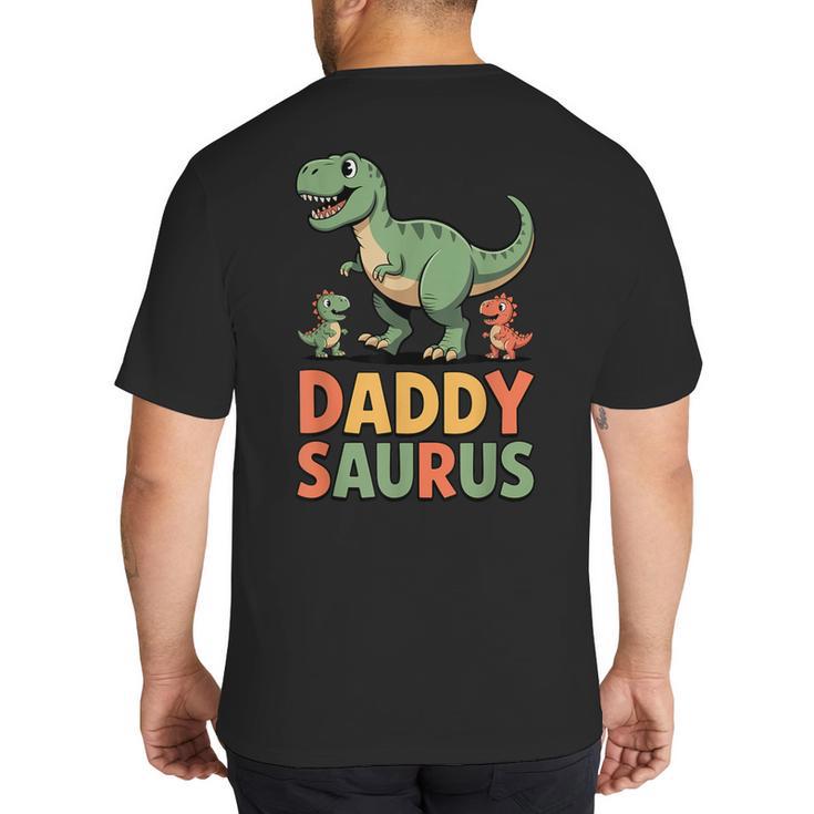 Daddy Saurus Dinosaur Dad Of Two Kids Dino Family Big And Tall Men's T-Shirt Back Print Daddy Saurus Dinosaur Dad Of Two Kids Dino Family Big And Tall Men's T-Shirt Back Print