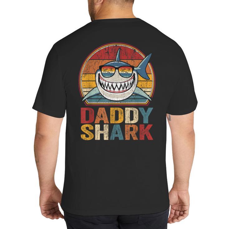Daddy Shark Retro Shark Shirt Pajamas For Dad Dad Big And Tall Men's T-Shirt Back Print