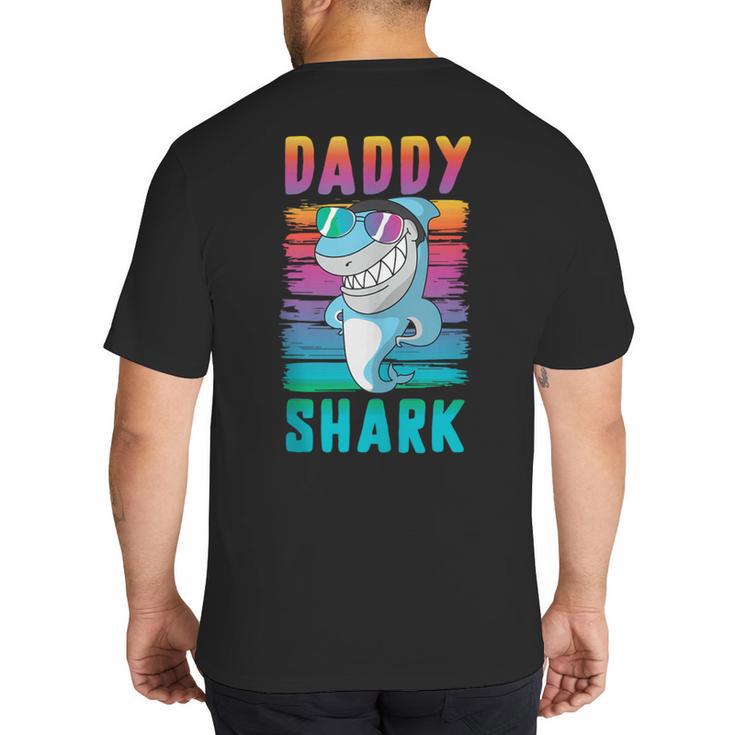 Daddy Shark Retro Vintage Dad Big And Tall Men's T-Shirt Back Print