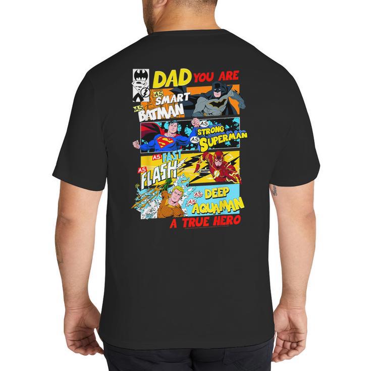 DC Comics Father's Day Justice League Dad Attributes Big And Tall Men's T-Shirt Back Print