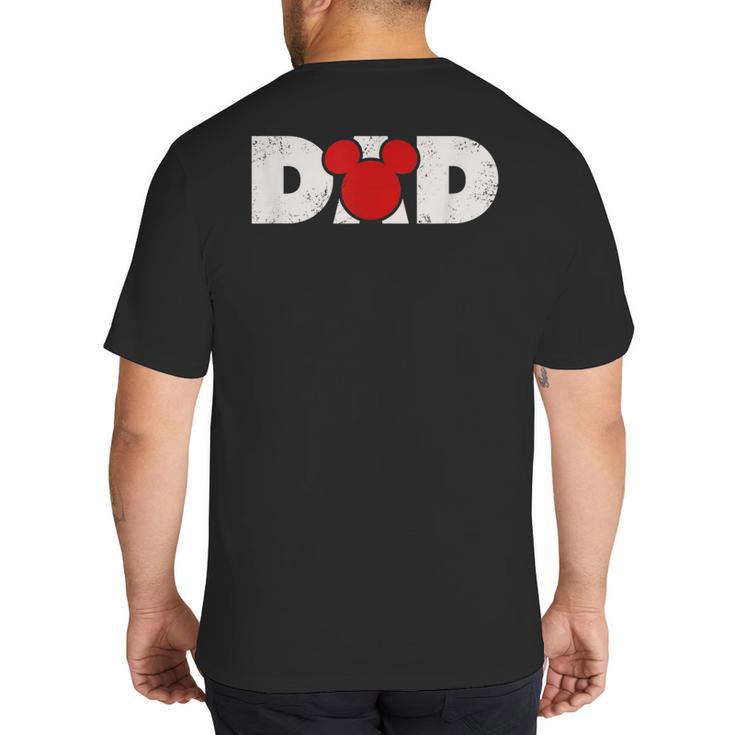 Disney Mickey And Friends Dad Mickey Distressed Text Logo Big And Tall Men's T-Shirt Back Print