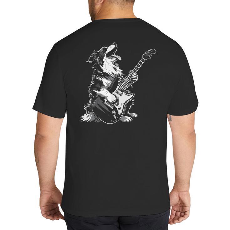 Dog Guitarist Guitar Australian Shepherd Dad Mom Big And Tall Men's T-Shirt Back Print