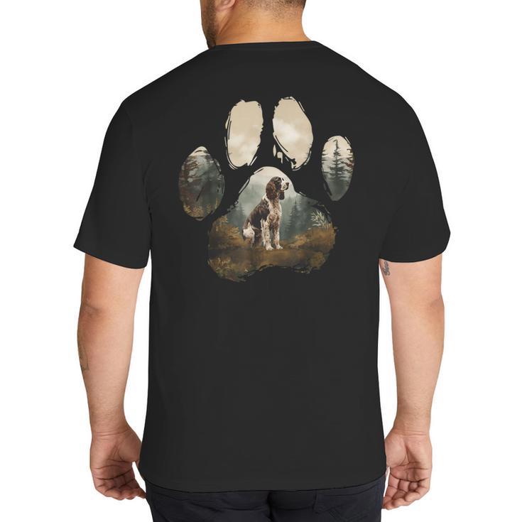 English Springer Spaniel Mountain Paw Dog Mom Dad Big And Tall Men's T-Shirt Back Print