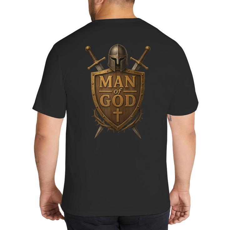 Faithful Warrior Man Of God Christian Men Knight Armor Dad Big And Tall Men's T-Shirt Back Print