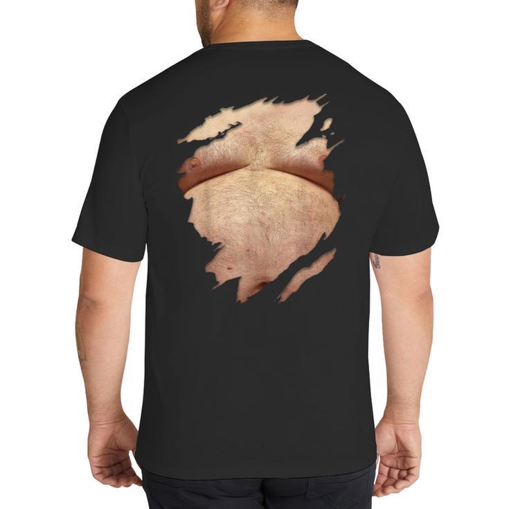 Fat Hairy Guy Big Stomach & Man Boobs Fat Dad BOD Big And Tall Men's T-Shirt Back Print