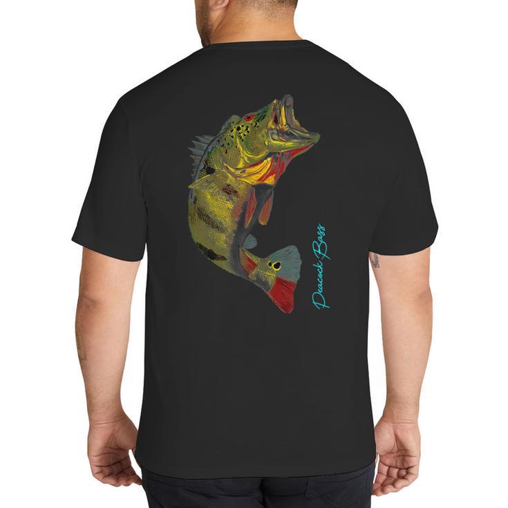 Fishing Shirts PEACOCK BASS Fishing Art Shirt For Dad Big And Tall Men's T-Shirt Back Print