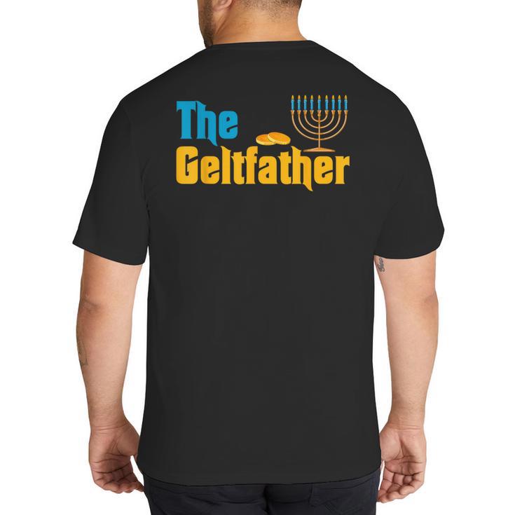Gelt Father Hanukkah Menorah Jewish Dad Pajamas Big And Tall Men's T-Shirt Back Print