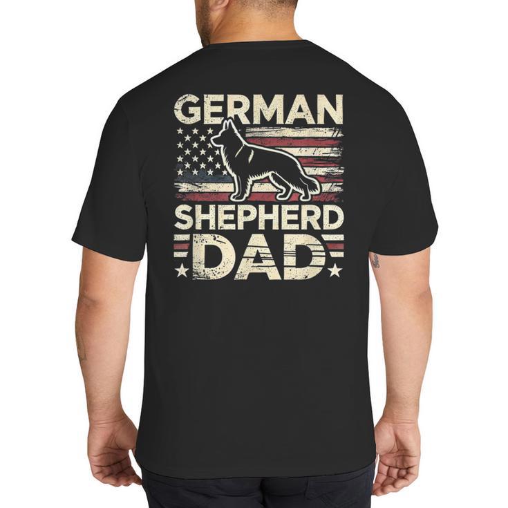 German Shepherd Dad Shirt American Flag German Shepherds Big And Tall Men's T-Shirt Back Print