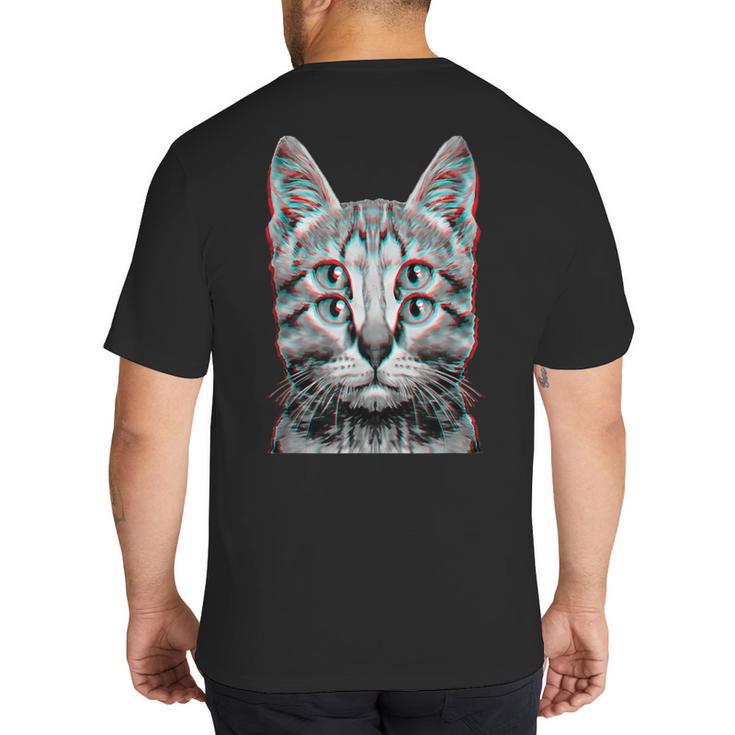 Glitch Weird Cat Kitten Optical Illusion Cat Mom Dad Big And Tall Men's T-Shirt Back Print